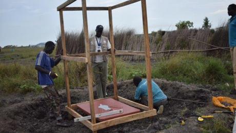 Samaritan's Purse constructing a latrine