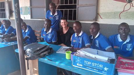 Simone with former students who are now teaching in Torit