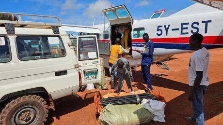 Freight being delivered at Rubkona Airstrip