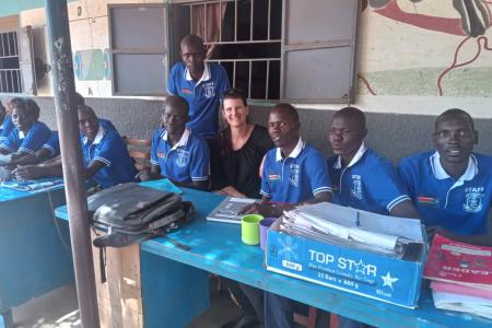 Simone with former students who are now teaching in Torit