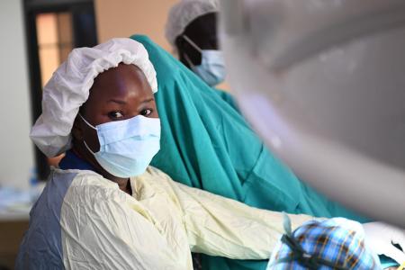 Dr. Achai performing fistula surgery at Reconciliation Hospital in Juba