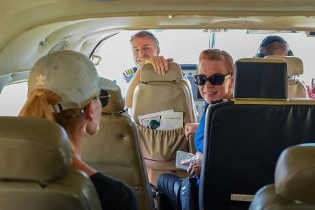 Pilot Jono caries out a Safety Briefing 