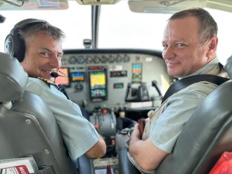 MAF Pilot Jono Pound with Reverend Andrew Quill
