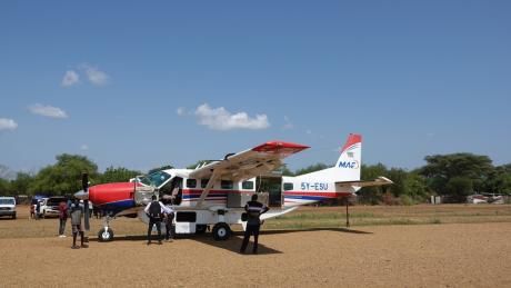 MAF aircraft at the Torit airstrip in Eastern Equatoria State.