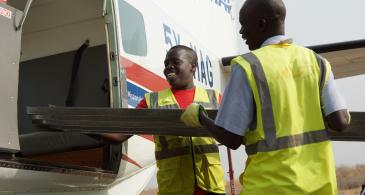 Loading the aircraft in South Sudan